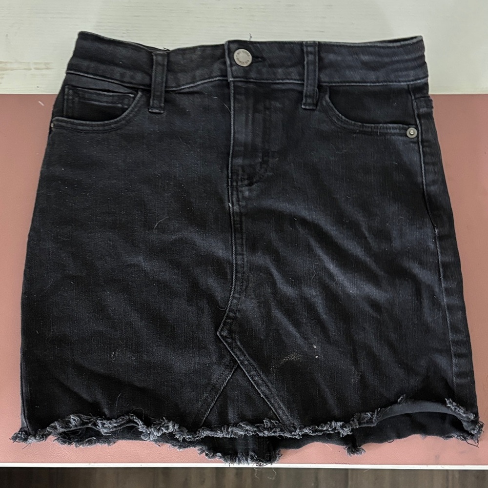 Art Class Black Frayed Mini Skirt